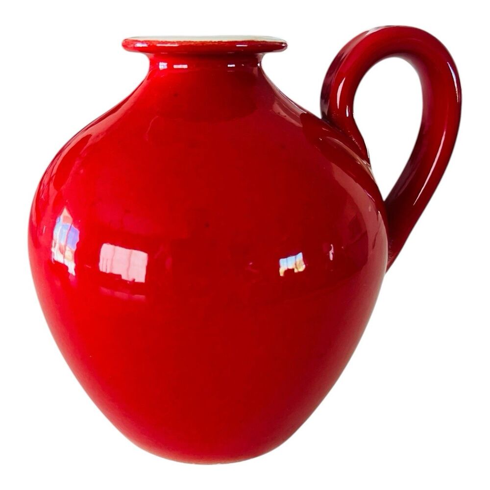 Vintage Ceramiche Alfa Italy Red Ball Jug Pitcher Mid Century Art Pottery